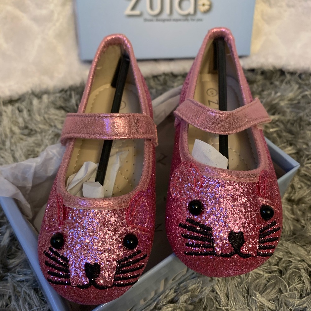 Zula pink glitter mouse flats for toddler size: 5
